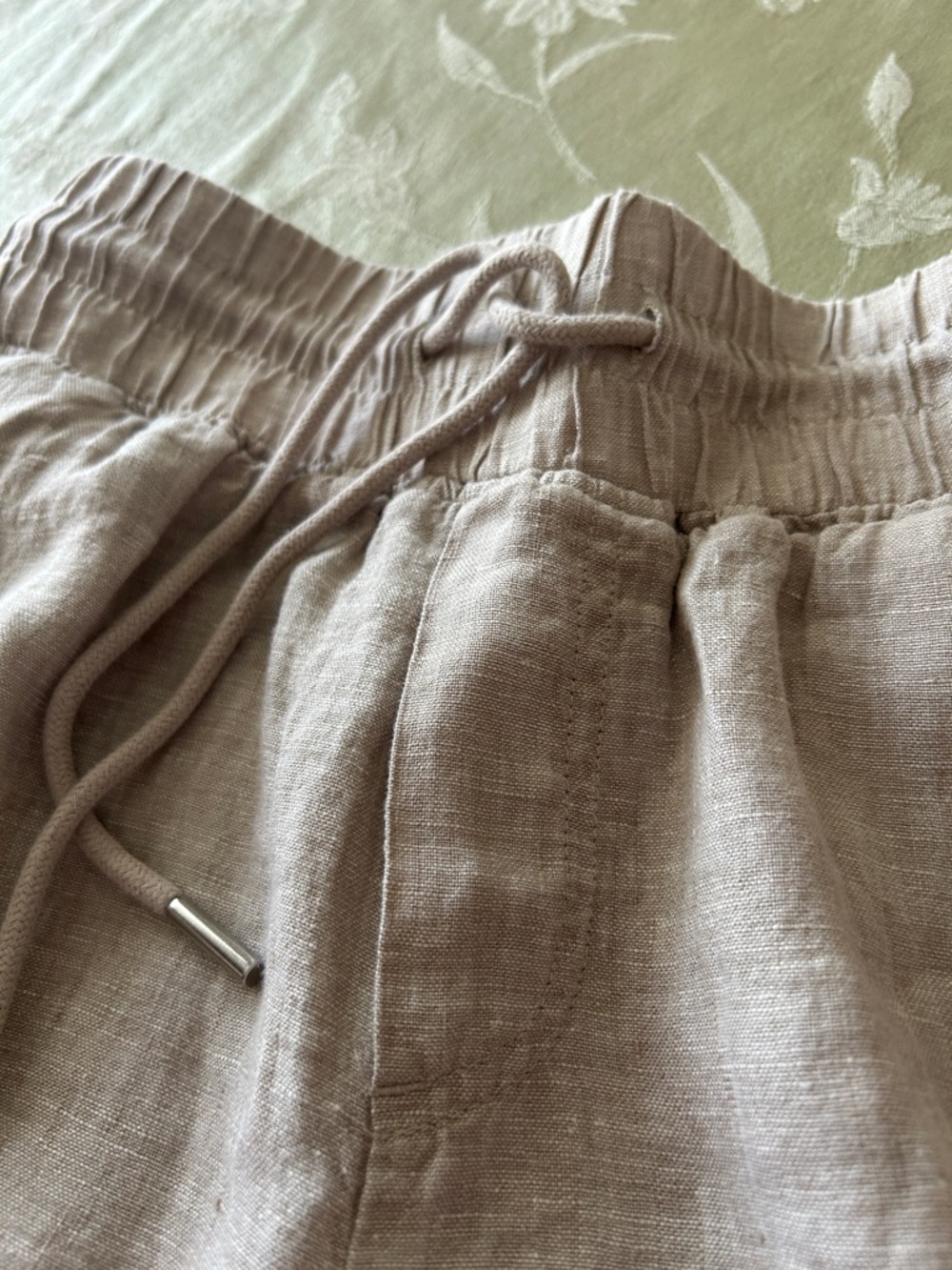 Quince Linen Drawstring Pants in Light Beige - Picture 3 of 5